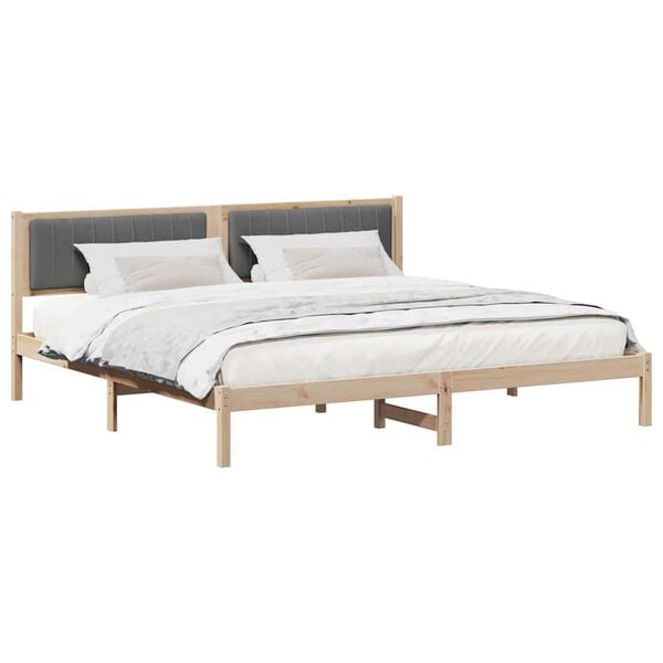 vidaXL Estructura de cama con cabecera Gris oscuro 200 x 200 cm