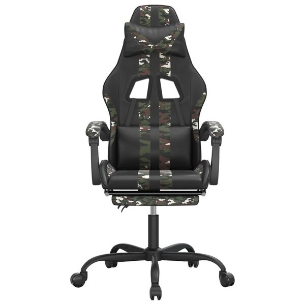 vidaXL Silla gaming con reposapi&eacute;s cuero sint&eacute;tico negro camuflaje