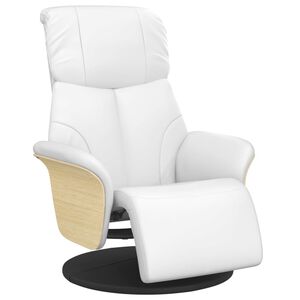 vidaXL Sill&oacute;n reclinable con reposapi&eacute;s cuero sint&eacute;tico blanco
