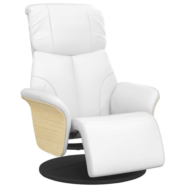 vidaXL Sill&oacute;n reclinable con reposapi&eacute;s cuero sint&eacute;tico blanco