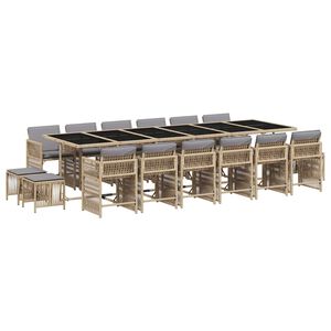 vidaXL Set comedor de jard&iacute;n 17 pzas con cojines rat&aacute;n sint&eacute;tico beige