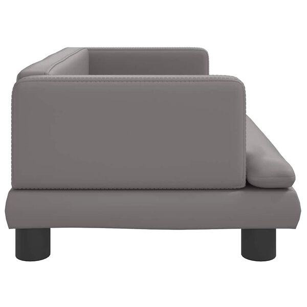vidaXL Sof&aacute; para ni&ntilde;os de cuero sint&eacute;tico gris 80x45x30 cm