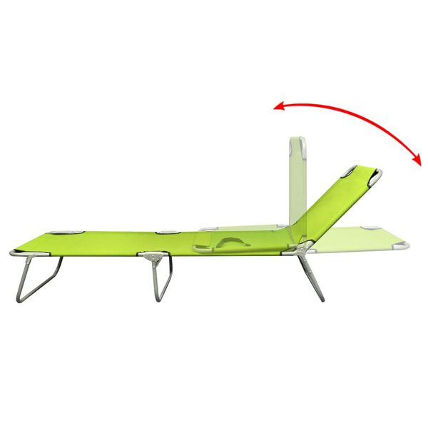 vidaXL Tumbona plegable de acero con recubrimiento polvo verde manzana