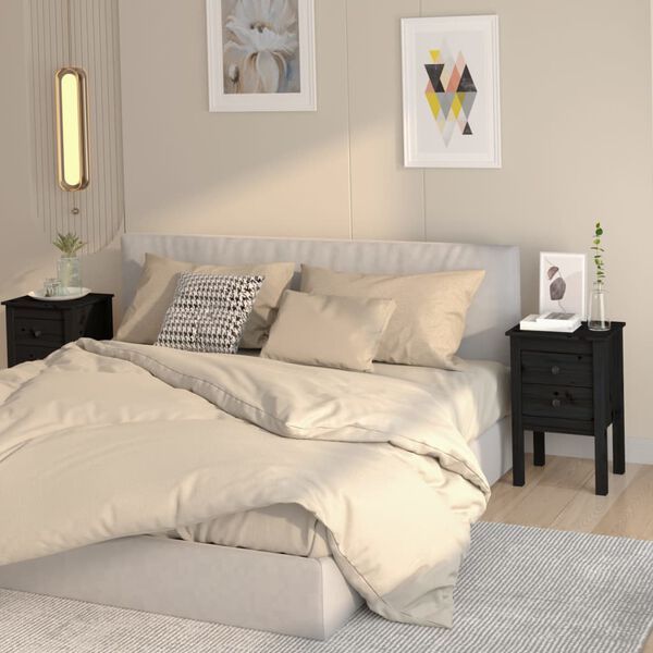 vidaXL Mesitas de noche 2 uds madera maciza de pino negro 40x35x61,5cm