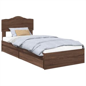 vidaXL Cama con almacenamiento con cabecera Roble Marr&oacute;n 70 x 190 cm