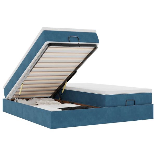 vidaXL Estructura de cama otomana colchones terciopelo azul oscuro