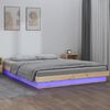 vidaXL Estructura de cama doble peque&ntilde;a LED sin colch&oacute;n madera maciza