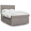 vidaXL Cama box spring con colch&oacute;n tela gris taupe 140x190 cm