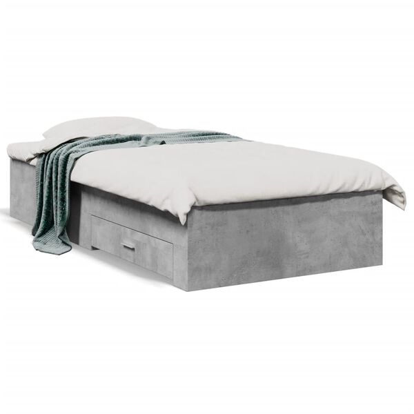 vidaXL Cama con cajones madera ingenier&iacute;a gris hormig&oacute;n 90x190 cm