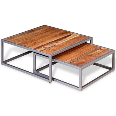 vidaXL Juego de mesas de centro 2 unidades madera maciza de acacia