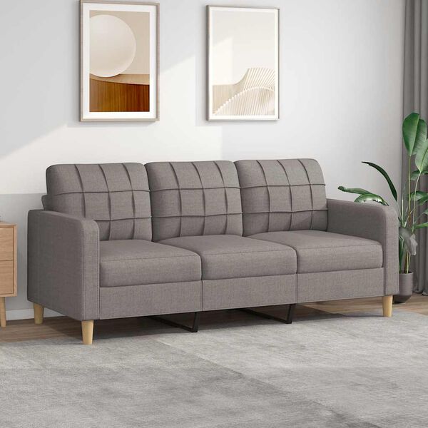 vidaXL Sofá de 3 plazas de tela gris taupe 180 cm