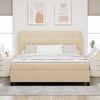 vidaXL Cama tipo Box Spring con colch&oacute;n Crema 180 x 200 cm tela