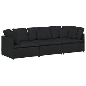 vidaXL Sof&aacute; modular con cojines de tela negra