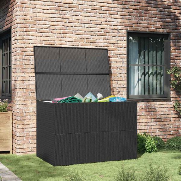 vidaXL Caja de almacenaje jard&iacute;n rat&aacute;n sint&eacute;tico negro 150x100x100 cm