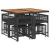 vidaXL Set de comedor de jard&iacute;n 9 pzas y cojines rat&aacute;n sint&eacute;tico negro