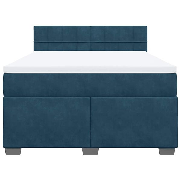 vidaXL Cama box spring con colch&oacute;n terciopelo azul 160x200 cm