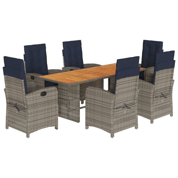 vidaXL Set comedor de jard&iacute;n 7 pzas con cojines rat&aacute;n sint&eacute;tico beige