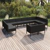 vidaXL Set muebles de jard&iacute;n 12 pzas y cojines rat&aacute;n sint&eacute;tico negro