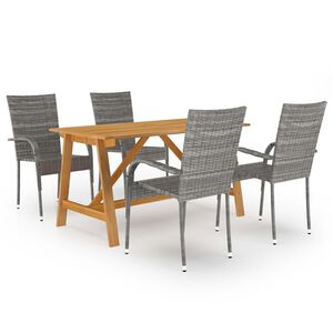 vidaXL Juego de comedor para jard&iacute;n 5 piezas gris