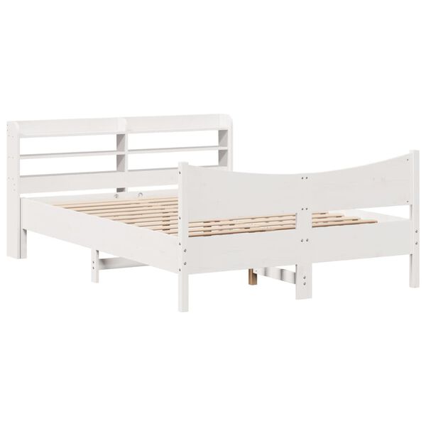 vidaXL Estructura de cama con cabecero madera de pino blanco 150x200cm