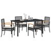 vidaXL Conjunto de Comedor de Jard&iacute;n 5 pcs Negro rat&aacute;n sint&eacute;tico