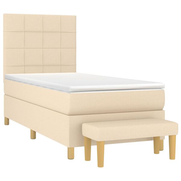 vidaXL Cama box spring con colch&oacute;n tela color crema 80x200 cm