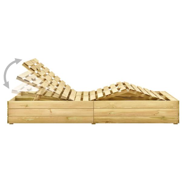 vidaXL Tumbona doble y cojines rojos madera pino impregnada