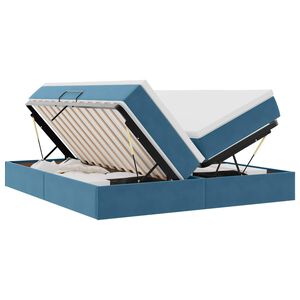 vidaXL Cama con almacenamiento y colch&oacute;n Azul Oscuro 200 x 200 cm