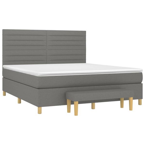 vidaXL Cama box spring con colch&oacute;n tela gris oscuro 160x200 cm