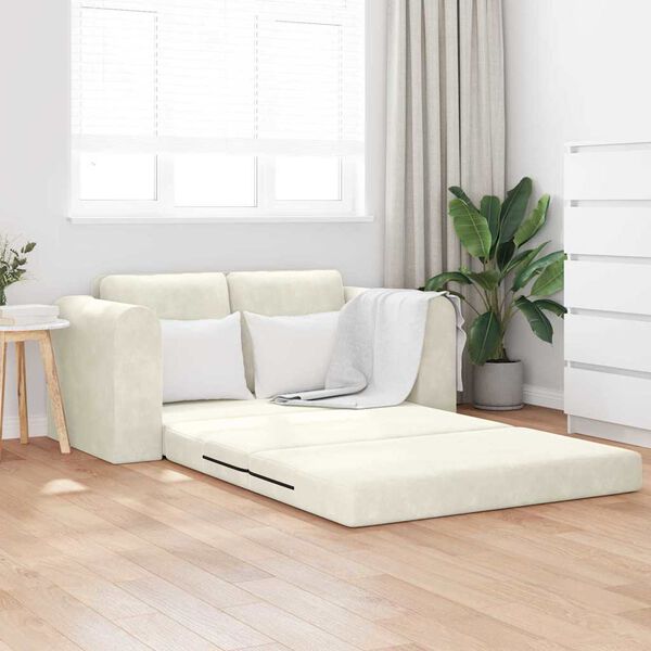 vidaXL Sof&aacute; cama 60cm Crema Terciopelo