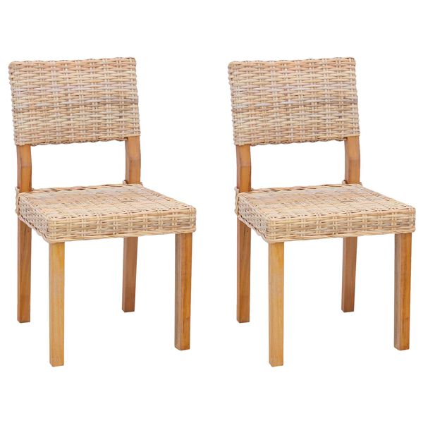 vidaXL Silla de comedor 2 pcs Natural 46 x 55 x 84 cm Rat&aacute;n Kubu