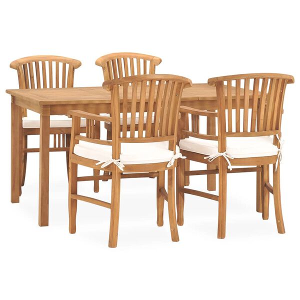 vidaXL Set de comedor de jard&iacute;n 5 pzas y cojines madera maciza de teca