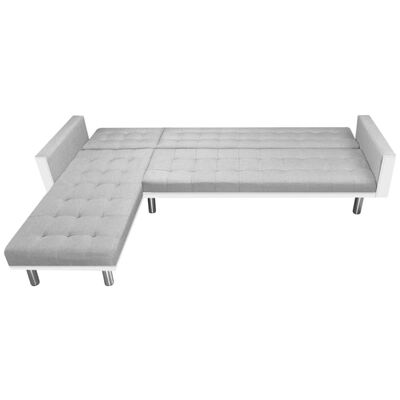vidaXL Sofá cama de esquina tela blanco y gris 218x155x69 cm
