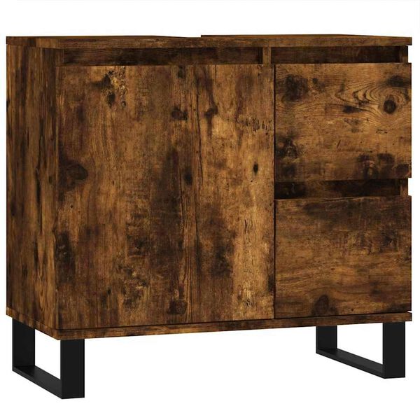 vidaXL Armario de baño madera contrachapada roble ahumado 65x33x60 cm