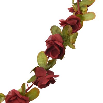 vidaXL Guirnaldas de flores artificiales 6 uds rojo tinto 250 cm