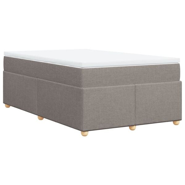 vidaXL Cama box spring con colch&oacute;n tela gris taupe 120x190 cm