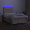 vidaXL Cama box spring con colch&oacute;n y LED tela crema 120x200 cm