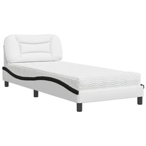vidaXL Cama con colch&oacute;n Hvar cuero sint&eacute;tico blanco y negro 80x200 cm