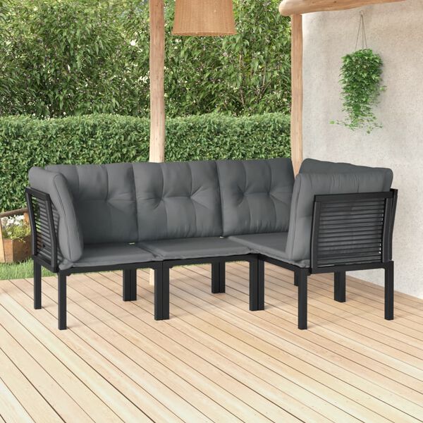 vidaXL Set de muebles de jardín 4 piezas ratán sintético negro y gris