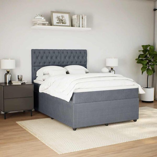 vidaXL Cama box spring con colch&oacute;n terciopelo gris oscuro 140x200 cm