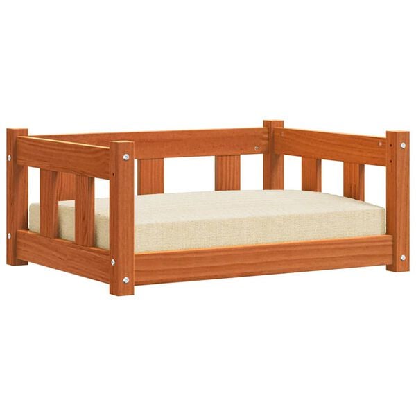 vidaXL Cama para perro Marr&oacute;n cera 65,5 x 50 x 28 cm