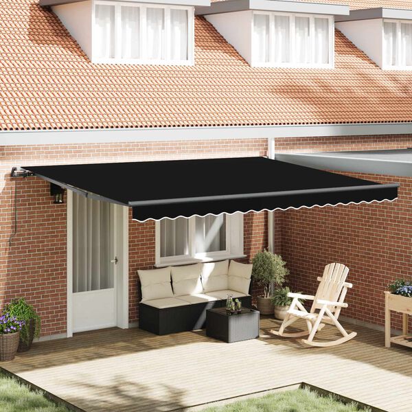 vidaXL Toldo Retr&aacute;ctil Manual Negro 450 x 300 cm Poli&eacute;ster y Acero