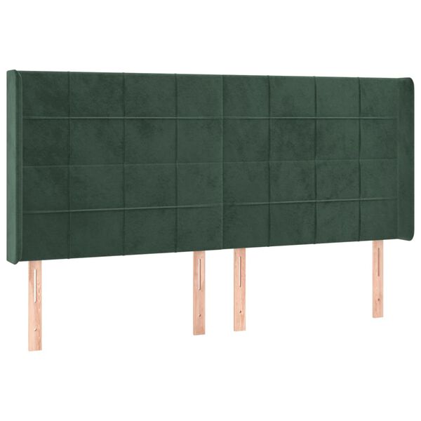 vidaXL Cabecero con LED de terciopelo verde oscuro 163x16x118/128 cm
