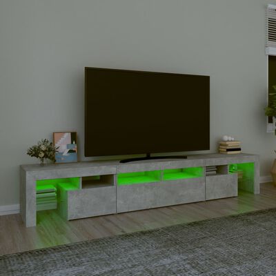 vidaXL Mueble de TV con luces LED gris hormigón 230x36,5x40 cm