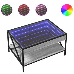 vidaXL Mesa de centro con Infinity LED gris Sonoma 70x50x38 cm