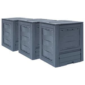 vidaXL Compostadores de jard&iacute;n 3 unidades gris 780 L 60x60x73 cm