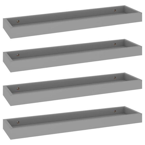 vidaXL Estantes de pared Loggia 4 uds gris MDF 60x15x4 cm