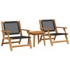 vidaXL Sillas de Jard&iacute;n con Mesa 3 pcs Negro Madera de Acacia S&oacute;lida