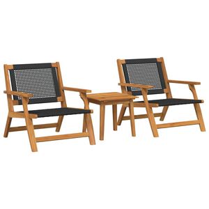 vidaXL Sillas de Jard&iacute;n con Mesa 3 pcs Negro Madera de Acacia S&oacute;lida