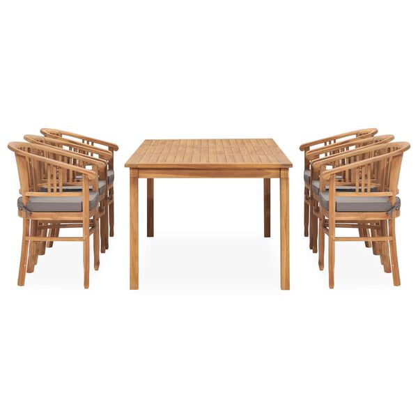 vidaXL Set de comedor de jard&iacute;n 7 pzas y cojines madera maciza de teca